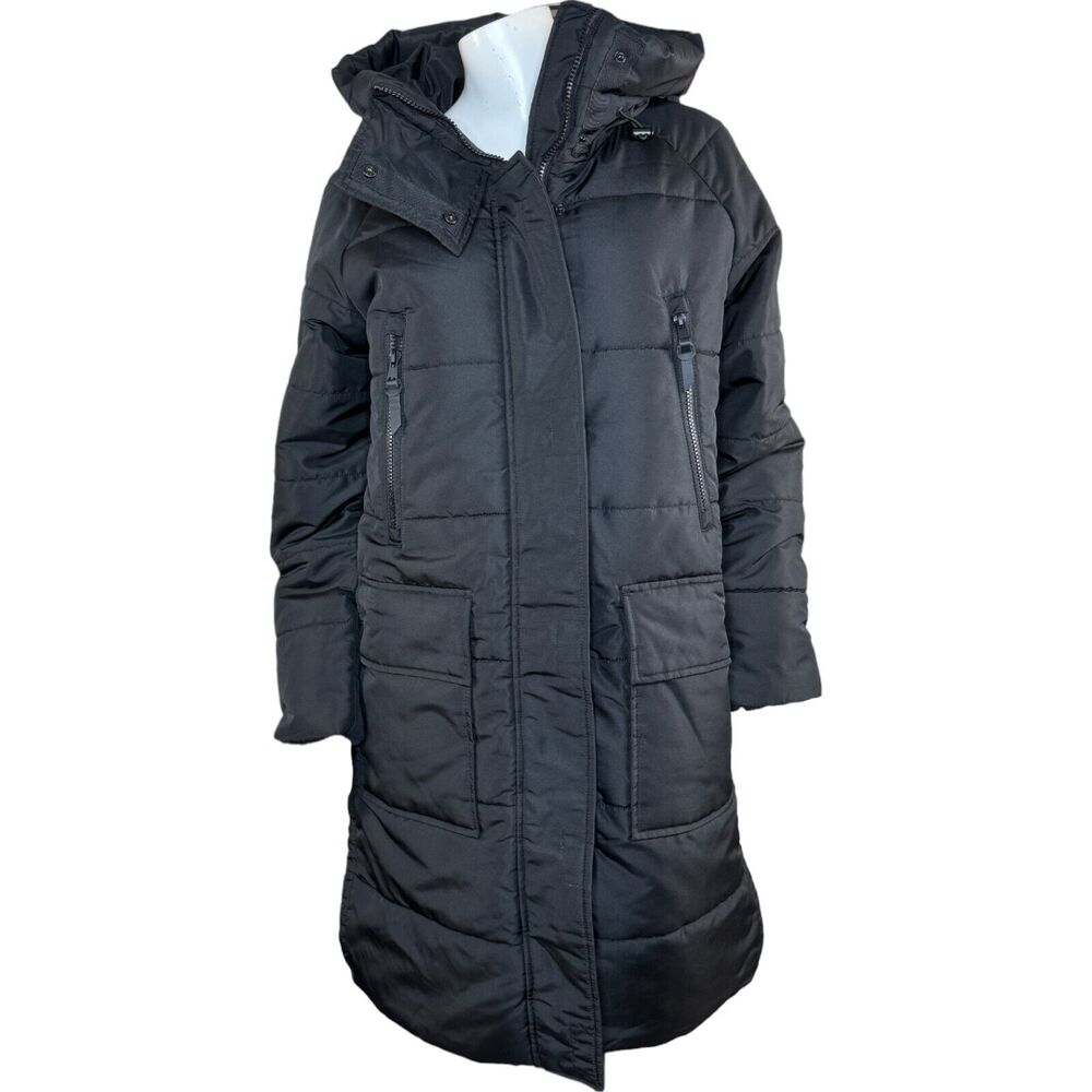 Susan Graver Water Resistant Quilted Puffer‎ Jacket Black XX-Small NWOT Hooded